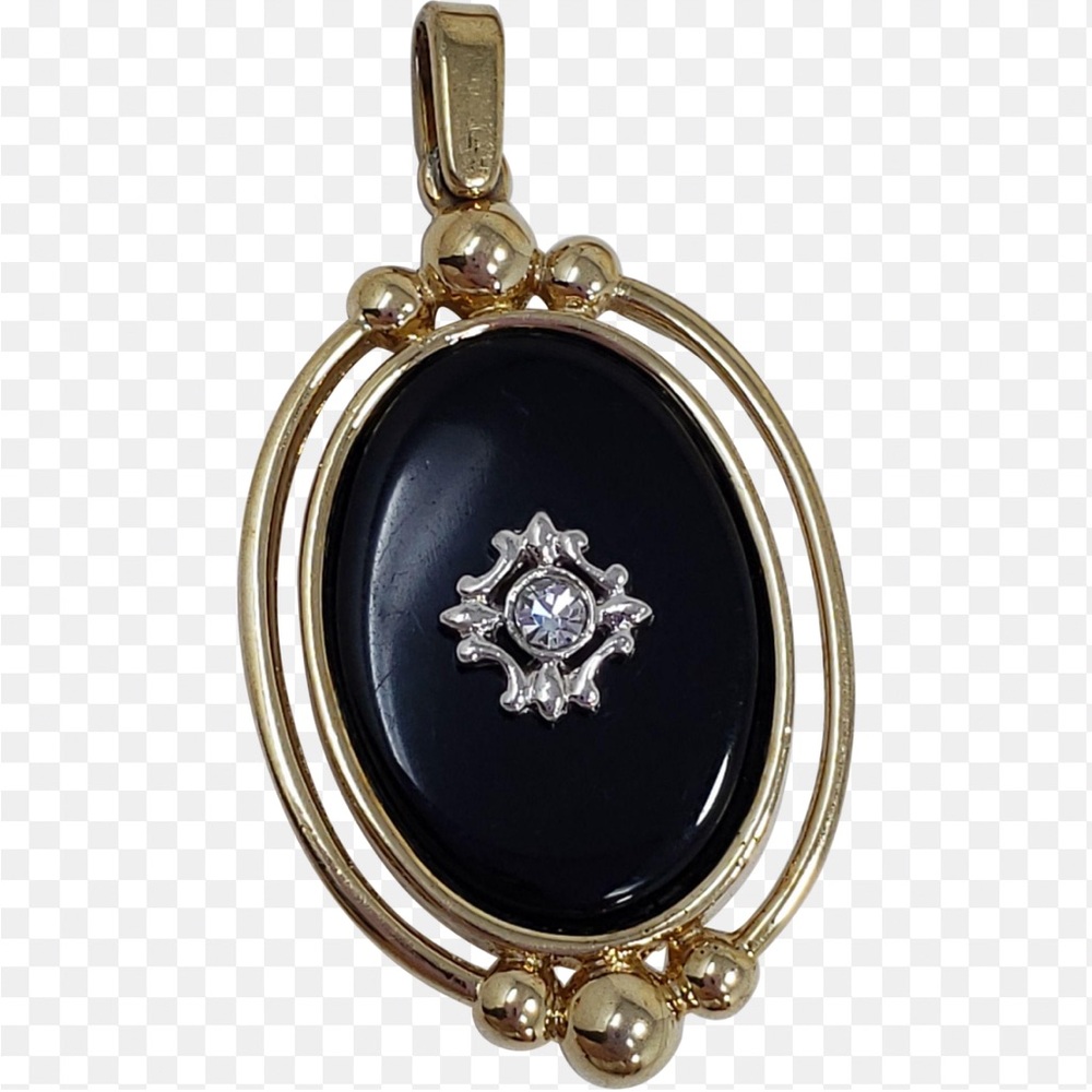 1983 AVON Victorian Black Stone Pendant